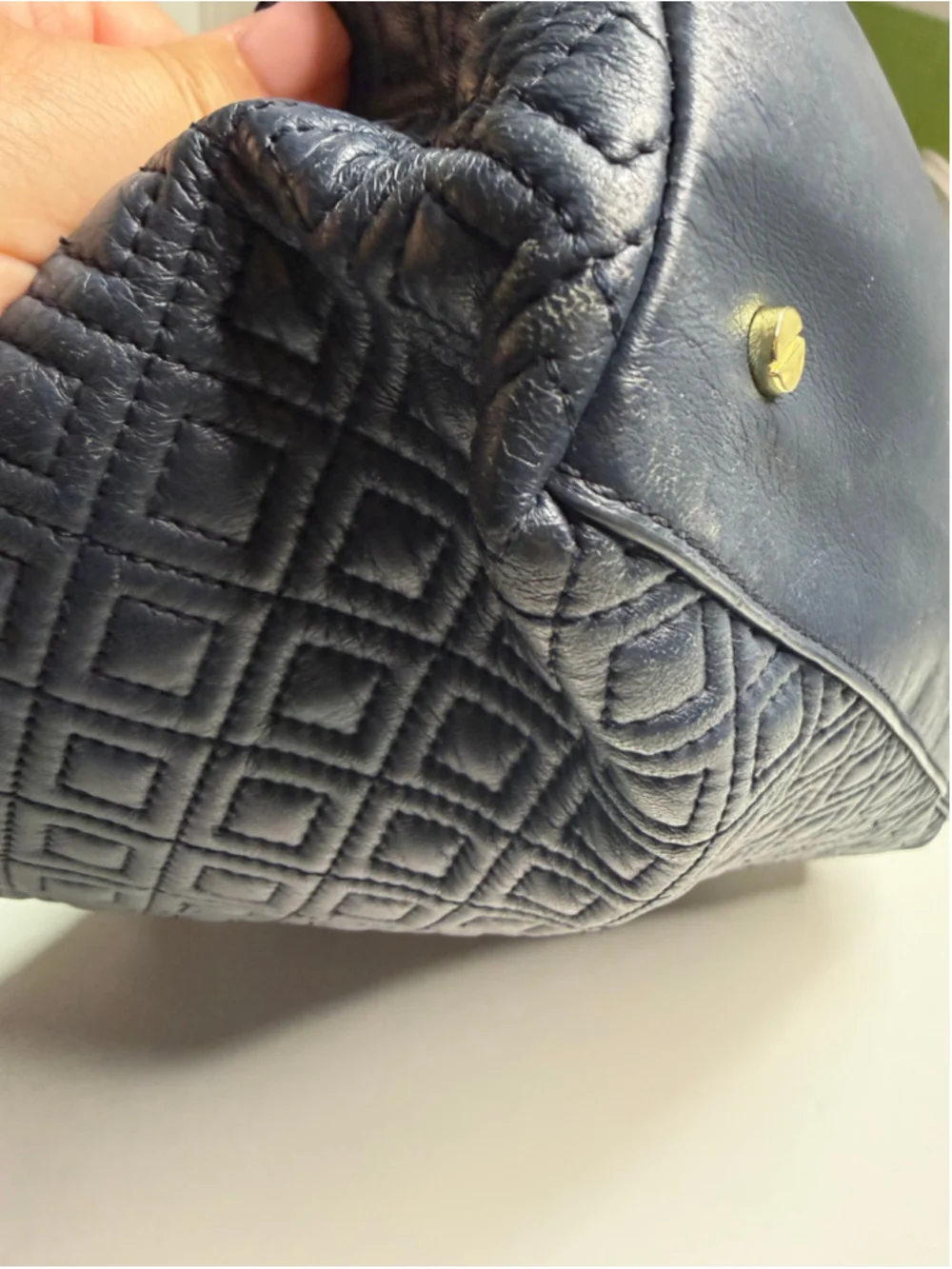 Women's Tory Burch Navy Quilted Leather Shoulder Bag One Size